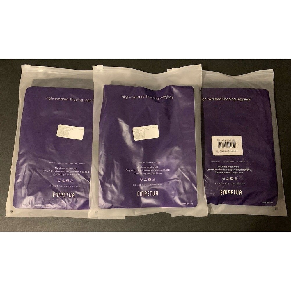 Empetua Lot Of 3 Size XL High Waist Shaping Leggings Gray Black Blue New - Picture 2 of 4